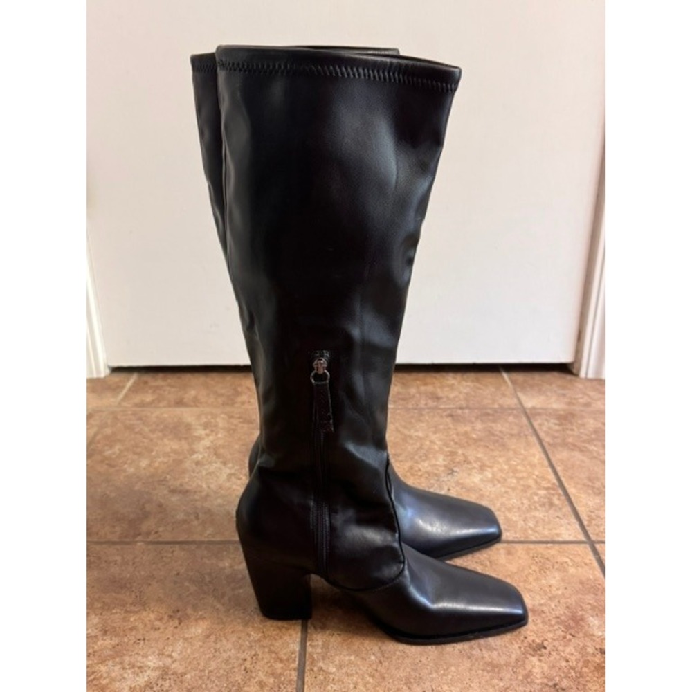 Franco Sarto Black Square Toe Block Heel Tall Boots Womens 9.5 45710 - Picture 7 of 15